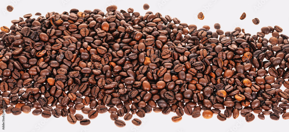 Roasted coffee beans isolated on white background Roasted coffee beans isolated on white background