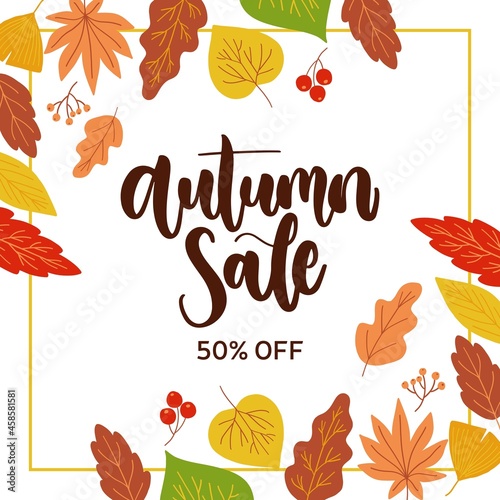 hand drawn autumn sale background vector design illustration