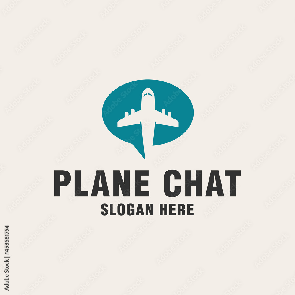 Plane chat logo template on monogram style Plane chat logo template on monogram style
