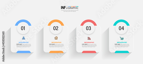 Infographics design template, business concept with 4 steps or options, can be used for workflow layout, diagram, annual report, web design.Creative banner, label vector.