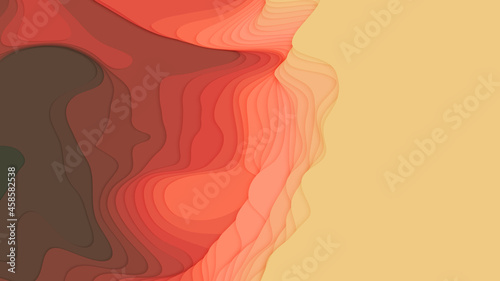 Colorful paper layers. 3D abstract gradient papercut. Colorful origami shape concept