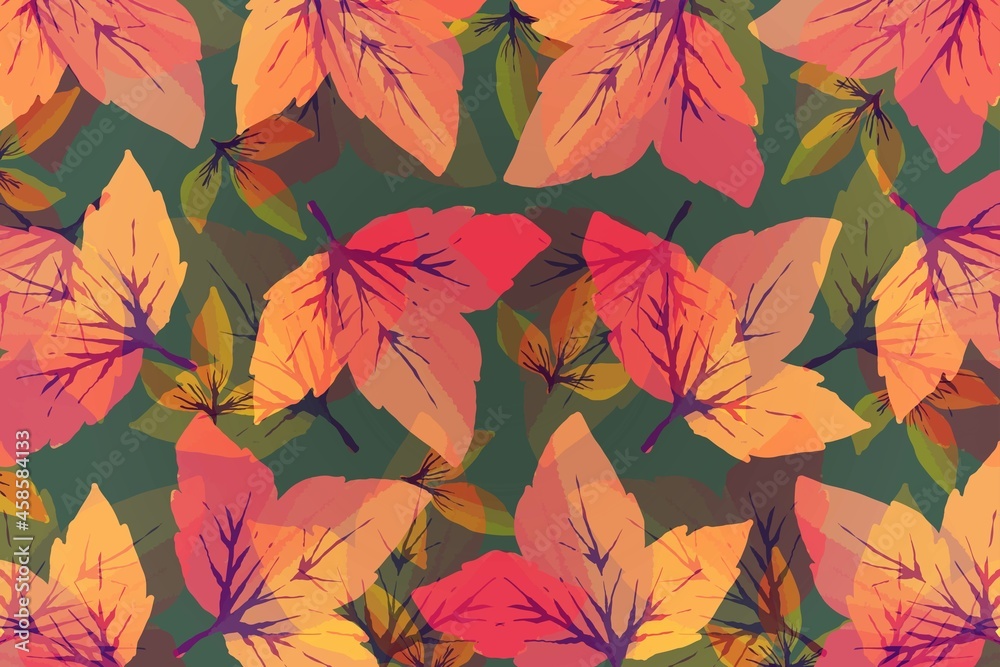 watercolor autumn background with leaves vector design illustration