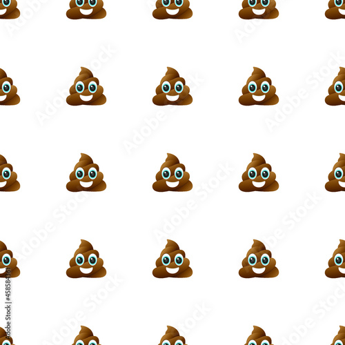 Pile Poo Icon Emoji Pattern Design. Happy Poop Seamless Background Symbols. Emoticon Illustration Design Vector.