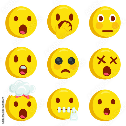 Surprised Emoji Icon Illustration. Hushed Vector Symbol Emoticon Design Doodle Vector.