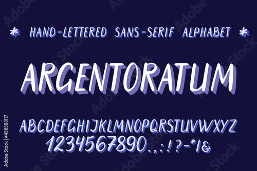 Hand-lettered sans-serif all-caps alphabet. Set of hand-drawn latin capital characters.