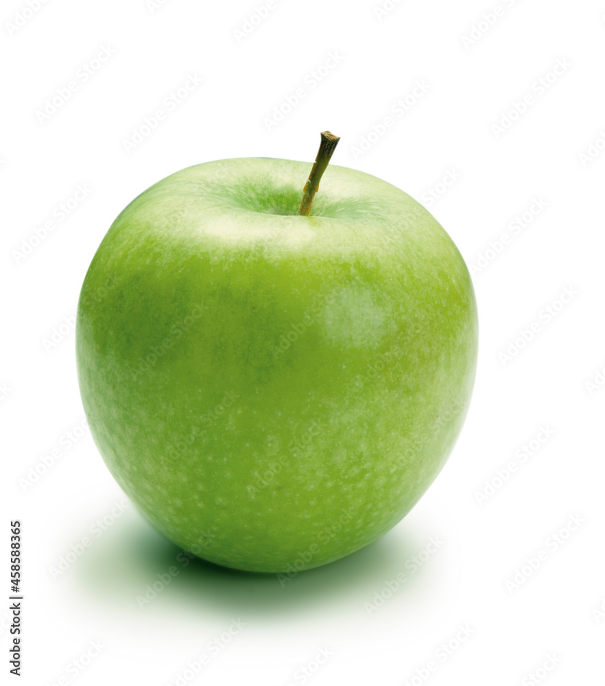 Manzana verde sobre fondo blanco, fruta. Green apple on white background, fruit.