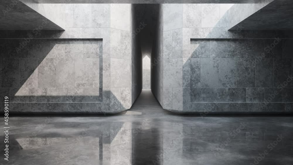 Brutalist architecture exterior background. 3D Rendering	