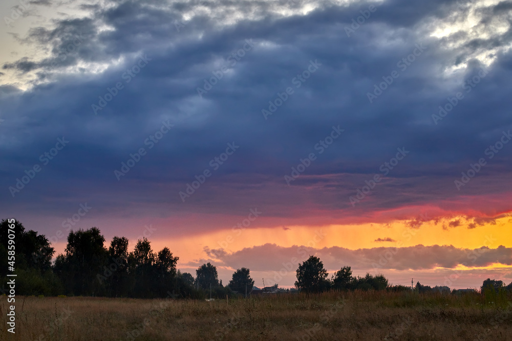 Dramatic sky on summer sunset. Beautiful clouds. Dramatic sky on summer sunset. Beautiful clouds.