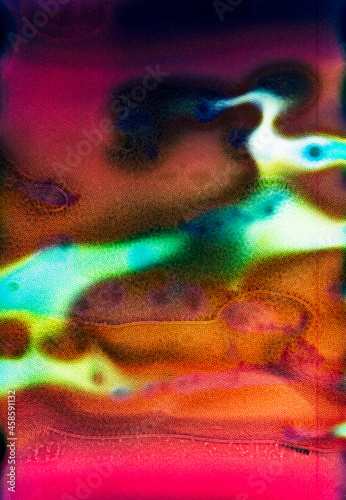 Abstract film image with blue, green, psychedelic colours