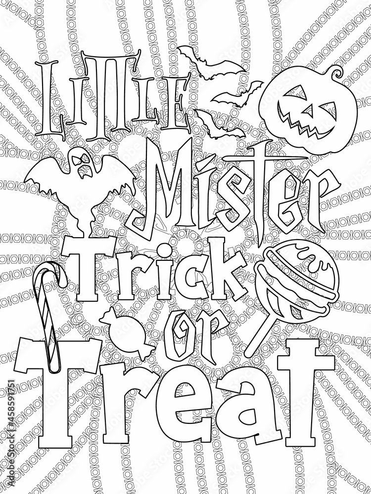 Halloween quotes coloring pages design .inspirational words coloring book pages design.