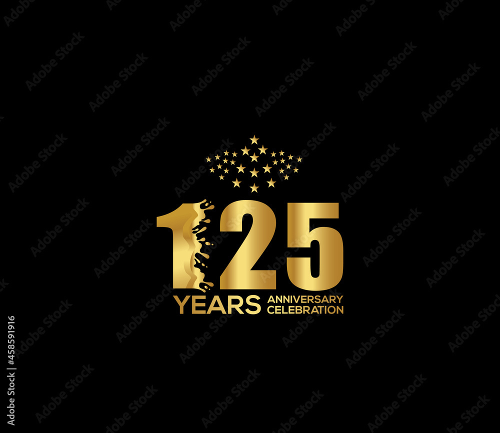 Celebration of Festivals Days 125 Year Anniversary, Invitations, Party Events, Company Based, Banners, Posters, Card Material, Gold Colors Design
