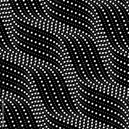 Vector geometric seamless pattern. Modern geometric background. Wavy lines made of dots.