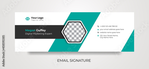 Modern Business Email signature templates vector with author photo place. Corporate Email signature.