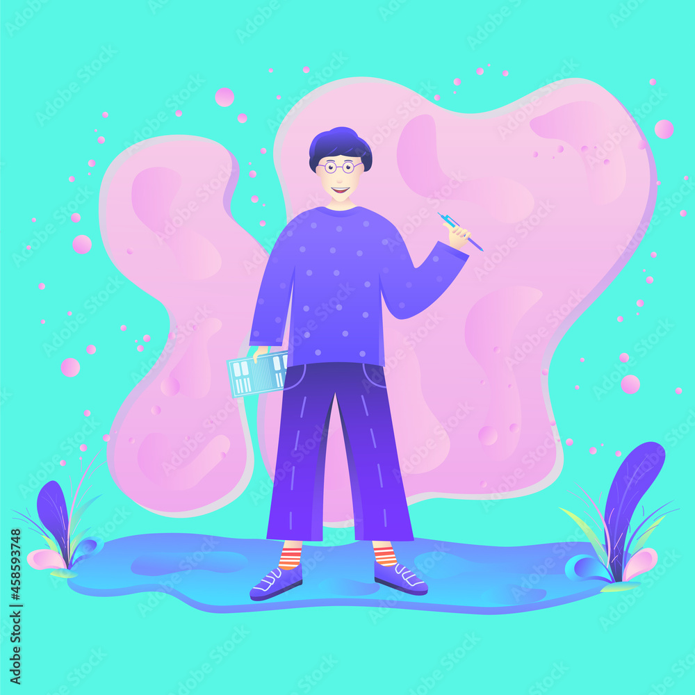 vector illustration of guy with background vector illustration of guy with background