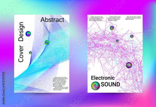 Set of modern abstract musical backgrounds. Sound flyer for creating a fashionable cover, banner, poster, booklet.