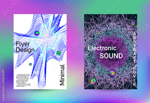 Set of modern abstract musical backgrounds. Sound flyer for creating a fashionable cover, banner, poster, booklet.