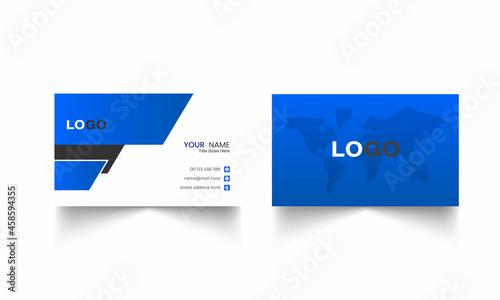 blue corporate business card, name card template ,horizontal simple clean layout design template , Business template 