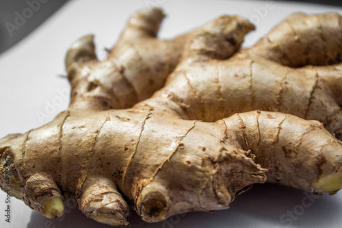 ginger root on white background
