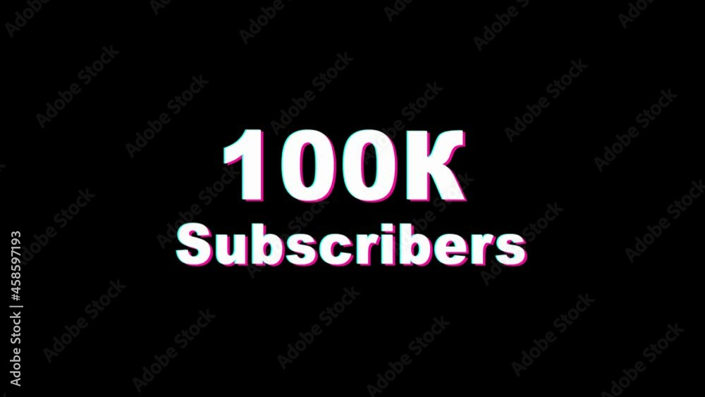 Animation of retro 100K text glitching on blue background. Old tv glitch interference screen.. 100K followers. Subscriber count, glitch animation Animation of retro 100K text glitching on blue background. Old tv glitch interference screen.. 100K followers. Subscriber count, glitch animation