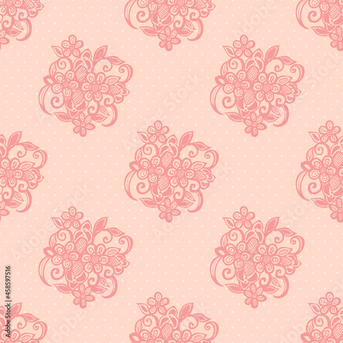 Seamless Pattern with Hand Drawn Floral Vignettes. Vector Illustration.