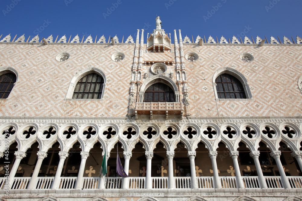 The gothic facade of Palazzo Ducale, Venice, Italy