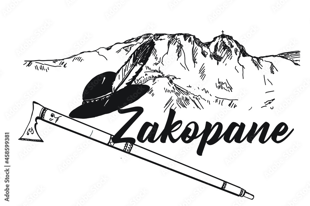 Zakopane, I love zakopane, Tatry, Giewont, miasto, góry, góralski, folklor góralski, parzenica, ciupaga, 
