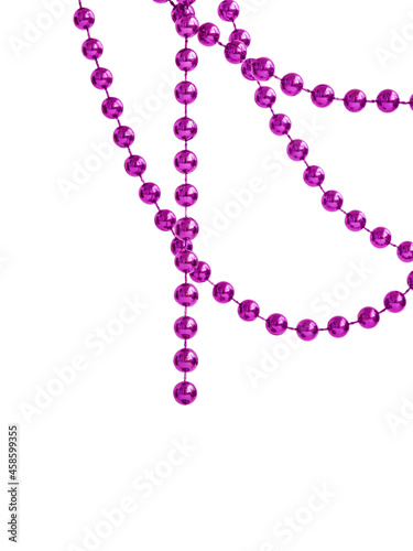 Hanging purple bead garland, isolated on white
