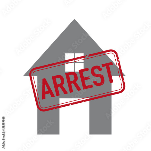 Red arrest stamp on white. Vector