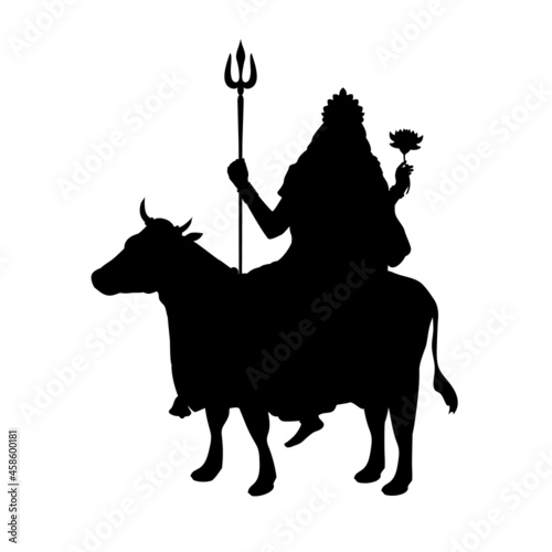 Silhouette of Indian Goddess Shailaputri. Happy Navaratri.