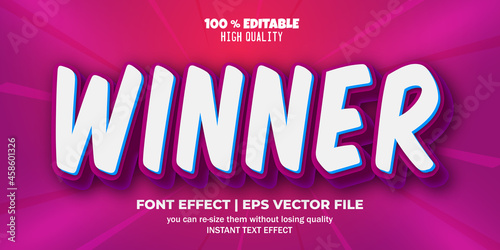 Winner editable text effect cartoon comic template style