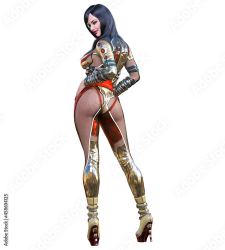 3D comics cosplay anime secret agent woman. © vladnikon