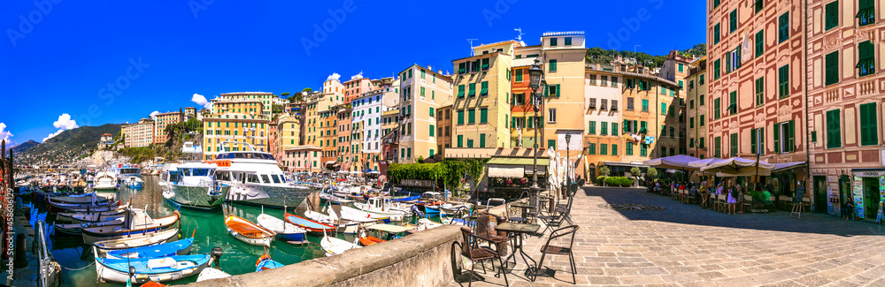 Camogli - charming fishing village in Liguria. popular tourist destination in Italy. september 2021