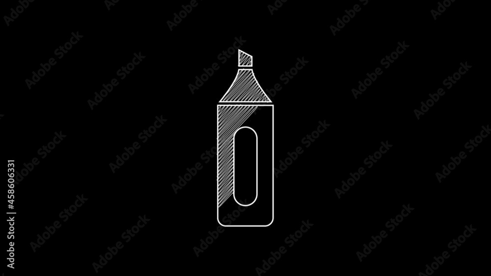 White line Marker pen icon isolated on black background. 4K Video motion graphic animation White line Marker pen icon isolated on black background. 4K Video motion graphic animation