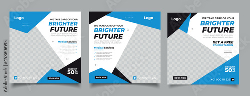 Dentist and dental care for social media post template