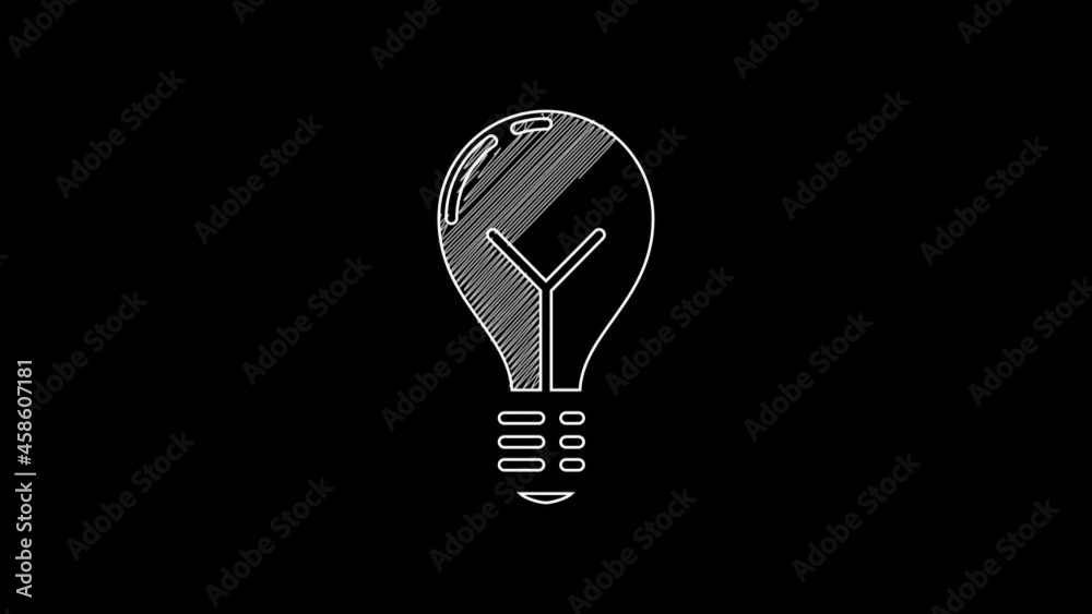 White line Light bulb with concept of idea icon isolated on black background. Energy and idea symbol. Inspiration concept. 4K Video motion graphic animation White line Light bulb with concept of idea icon isolated on black background. Energy and idea symbol. Inspiration concept. 4K Video motion graphic animation