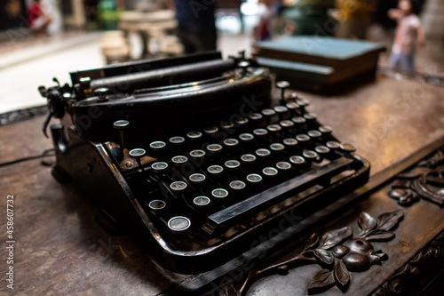 Old vintage typewriter on a table photo
