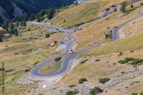 Mountain pass road Col de Varsd as part of the Route des Grandes Alpes in the french alps