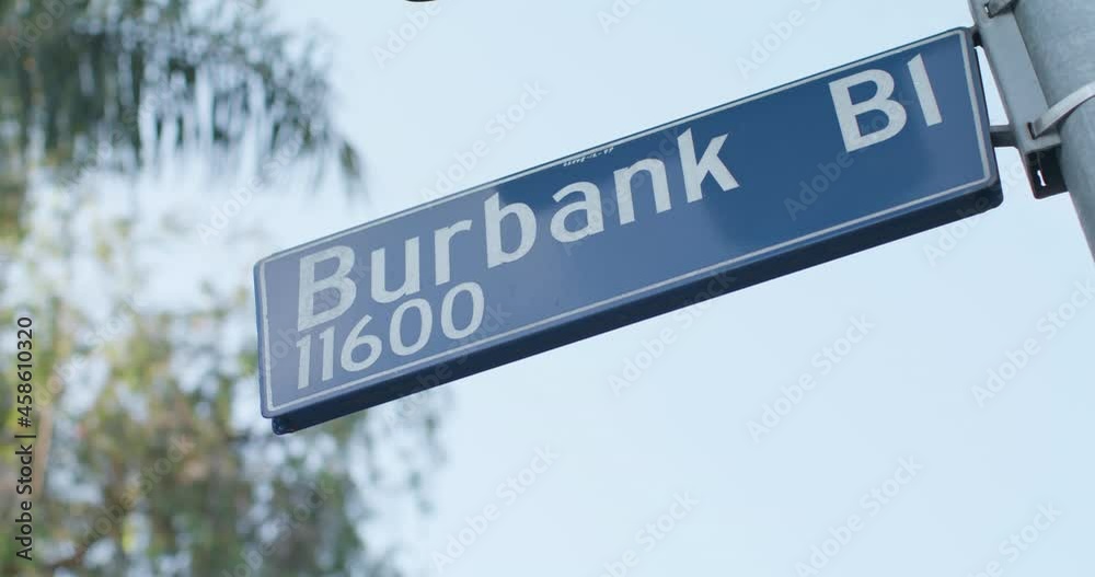 Burbank Street Sign. Panning Across Sign During The Day Burbank Street Sign. Panning Across Sign During The Day