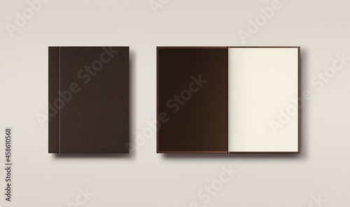 menu render with brown leather cover