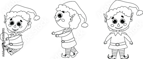 vector coloring book cute christmas elf