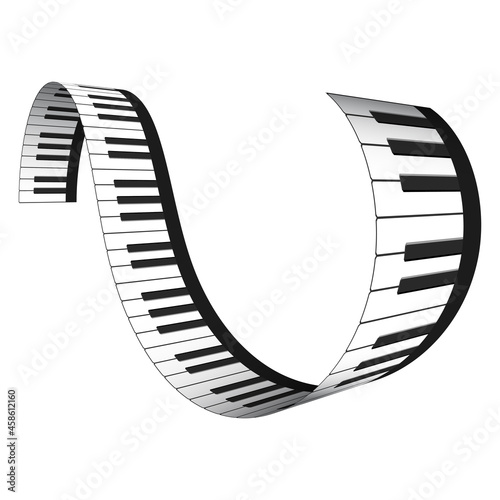 3D realistic piano keys in isometric style. Musical instrument keyboard as decorative design element for advertisement, brochure, poster. Music symbol in perspective for template music festival.