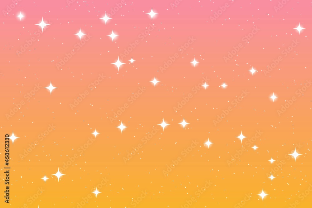 Fototapeta premium Sky and stars background. Yellow and pink space background. The twinkling sky. Vector background.