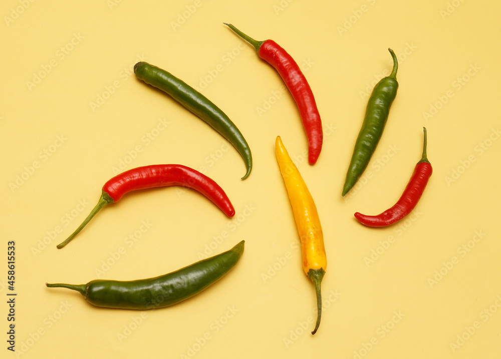 Colorful spicy peppers isolated