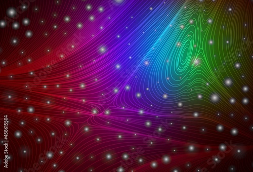 Dark Multicolor vector background with spots, curve lines.