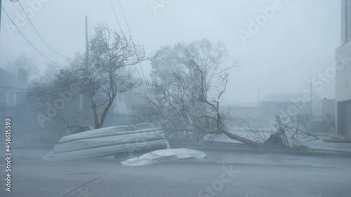 Hurricane Ida Ravages Houma, LA USA As A Category 4 Storm On August 29, 2021