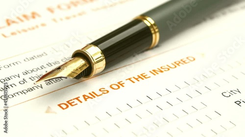 Wallpaper Mural Close up of insurance form dolly shot Torontodigital.ca