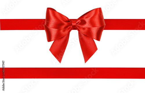 red bow and ribbon on isolated white background