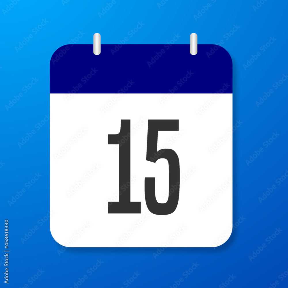 Calendar vector image. Vector image of white and blue calendar with the number of the 15th. Calendar vector image. Vector image of white and blue calendar with the number of the 15th.