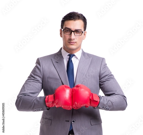 Businessman boxing isolated on the white background © Elnur