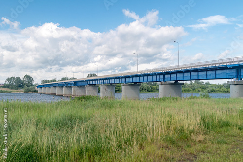 Bridge over Vistula River in Deblin  Poland. Vistula is the longest river in Poland and the 9th-longest river in Europe.